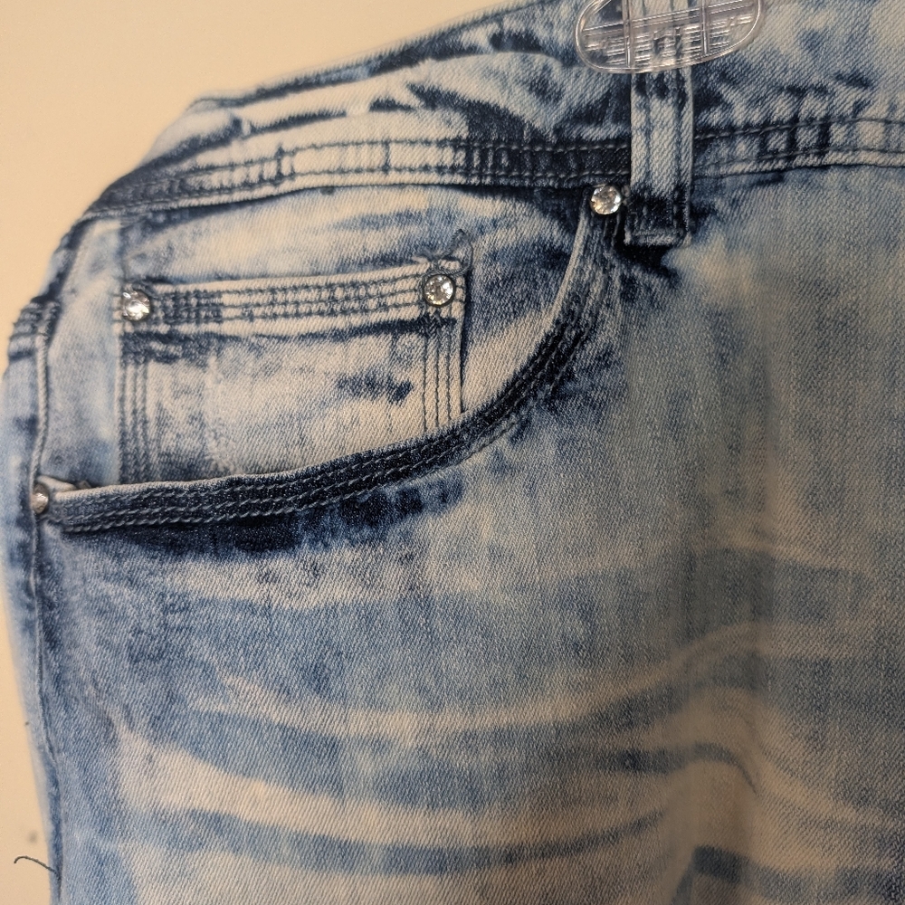 # 8 - twenty-one black Jeans Stylish Distressed Blue Jeans With Bling Buttons - Picture 5 of 10